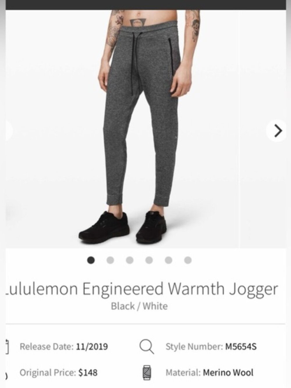 Lululemon Men’s Pants Engineered Warmth Joggers Black / White size Medium - Picture 6 of 16